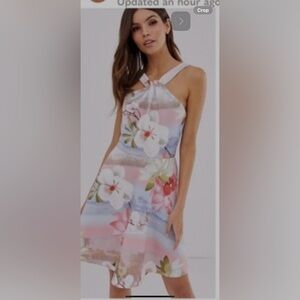 Ted Baker London Strapless Floral Dress - Pink and Blue